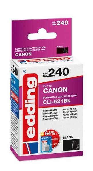 Edding Tinte 240 Canon CLI-521 photo black, Ersetzt: Canon CLI-521BK