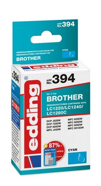 Edding Tinte 394 Brother LC1240 cyan - REMAN -, Ersetzt: Brother LC1240