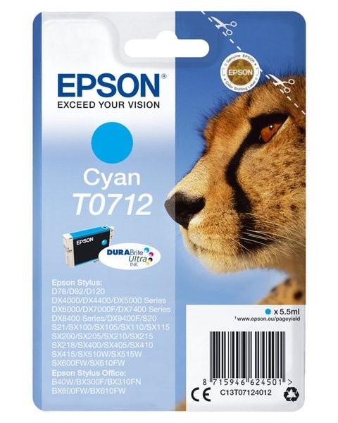 Tintenpatrone T0712 cyan für Stylus Epson Stylus D78,92,120,120 Network