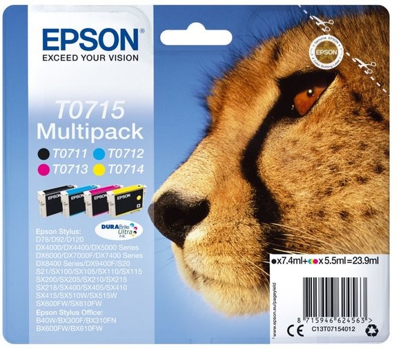 Multipack 4 Farben T0715 für Stylus D78,92,120,120 Network Edition,DX4000
