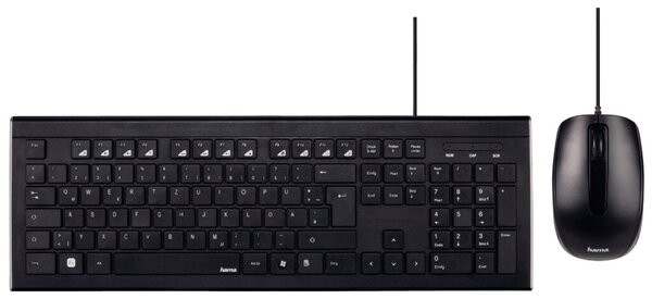 Tastatur/-MausSet Cortino, schwarz, kabelgebunden, hochauflösender Sensor