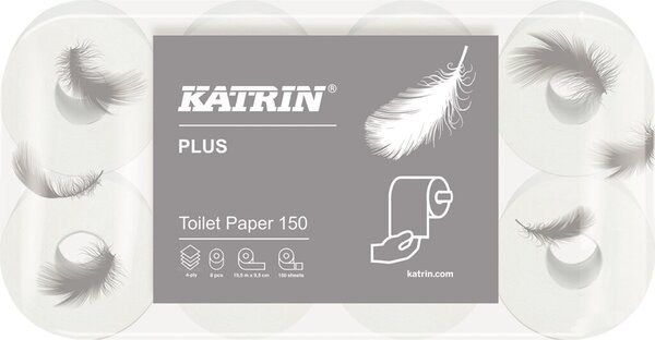 Toilettenpapier Katrin Plus 4-lg., 150 Blatt / Rolle, hochweiß