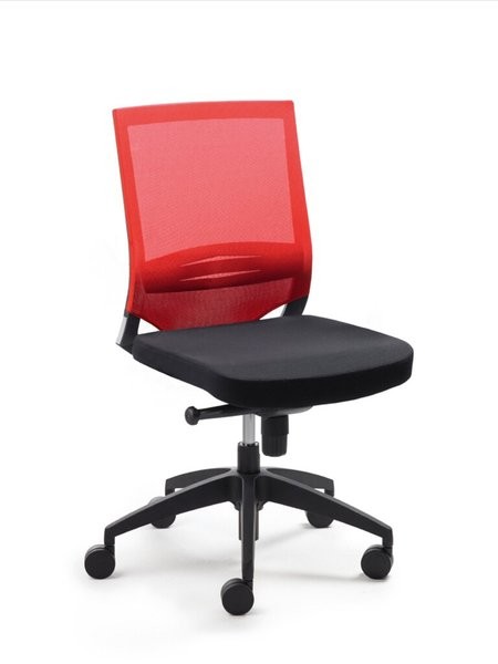 Drehstuhl Myoptimax Netzrücken/Sitz rot/schwarz, höhenverstellbare
