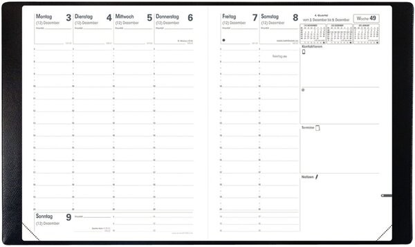 Quo Vadis Wochenkalender Pre 777 VZ Impala schwarz, "Agenda Planing®"