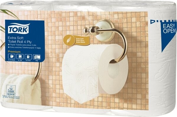 Toilettenpapier Premium 4-lagig, mit Prägung, weiß, weiße Hülse