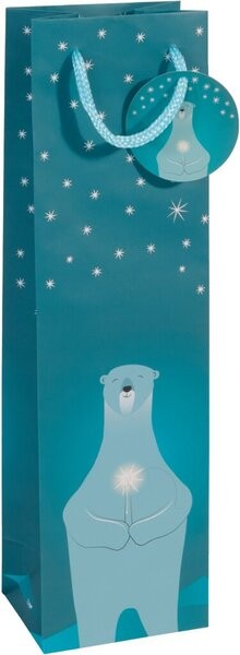 Geschenktasche Bottle "Polar Bear" mit Mattlack und Geschenkeanhänger