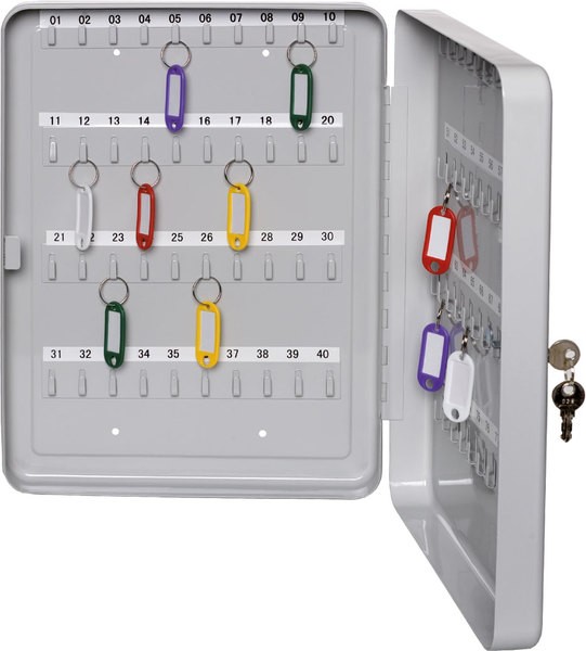 Schlüsselkassette f. 20 Schlüssel lichtgrau, Stahlblech 200x155x60mm