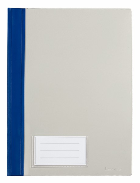 Schnellhefter A4, mit Einsteckfach, blau, transparenter Deckel, PVC