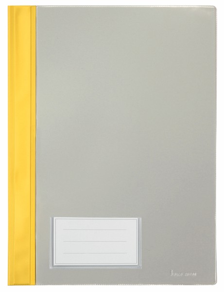 Schnellhefter A4, mit Einsteckfach, gelb, transparenter Deckel, PVC