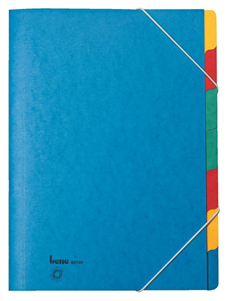 Ordnungsmappe, 7 Fächer, blau, A4, Chartreuse-Karton 390 g/m2