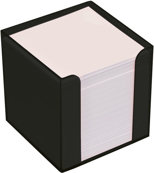 Büroring Zettelbox schwarz Kunststoff, 9x9x9cm, weißes Papier