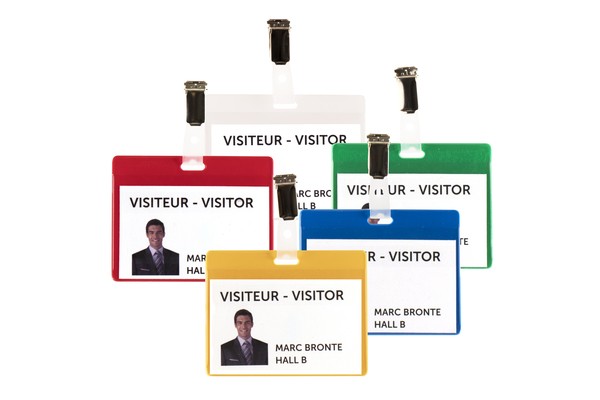 Büroring Besucher-Namensschild blau PVC, für Karten bis max. 69x99mm