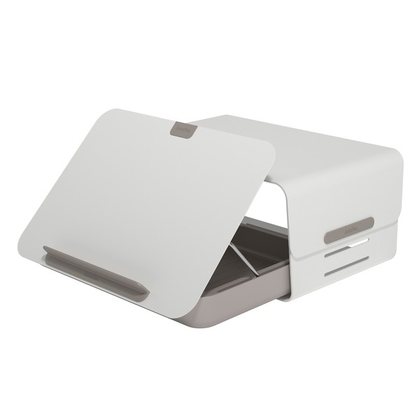 Schreibtischset Addit Bento weiß aus Toolbox und Monitorerhöhung