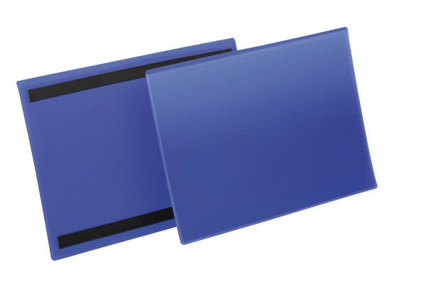 Magnetische Kennzeichnungstasche A4 quer, blau, Außenformat: 311x225mm
