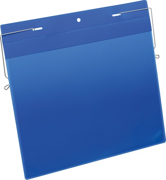 Drahtbügeltasche A4 quer blau PP Außenformat Tasche: 311x280mm