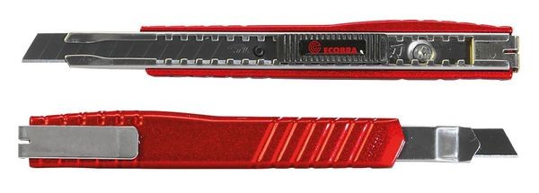 Ecobra Premium-Cutter, Metallgehäuse rot, für 9 mm, 4-Punkt-Arretierung,