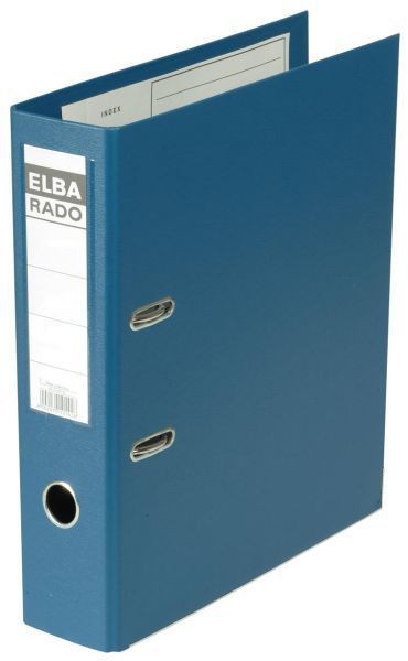 Ordner Rado-Plast A4 RB 80mm blau aus PVC, Sichttasche am Rücken