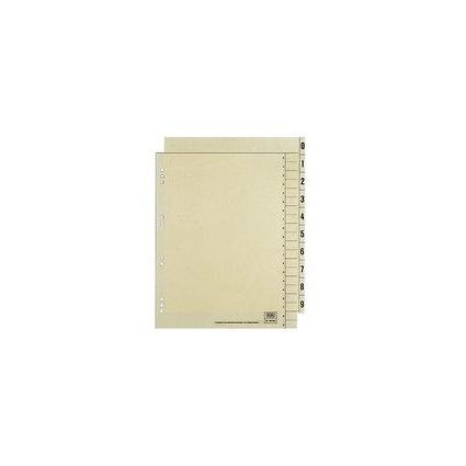 Trennblätter A4, Kraftkarton, 230g, chamois, zweiseitiger Druck 0-9