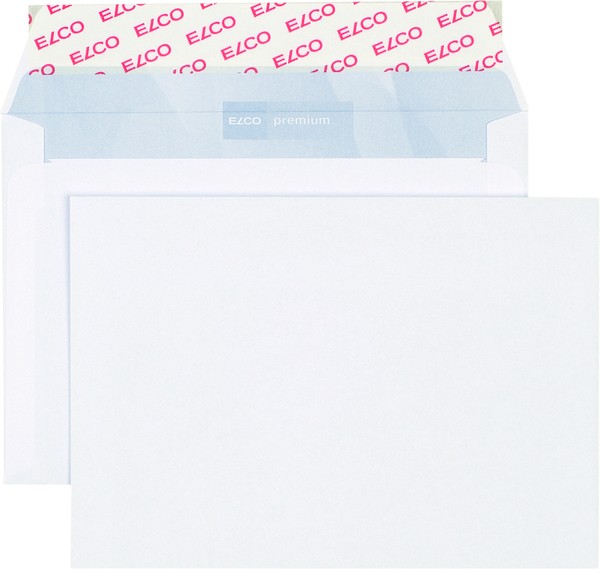 Briefumschlag hochweiss mit grauem Innendruck, C6, 100 g, Haftklebung.