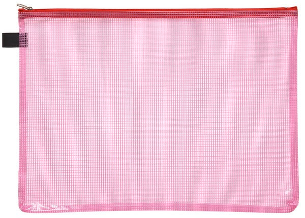 Kleinkrambeutel A4 transparent rot mit farbigem Reißverschluss
