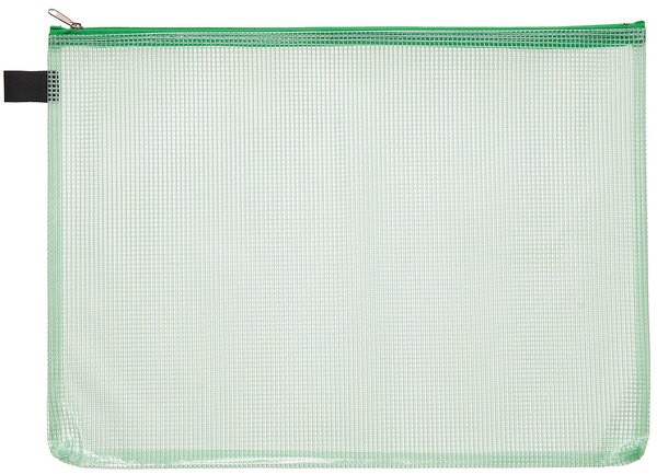Kleinkrambeutel A6 transparent grün mit farbigem Reißverschluss