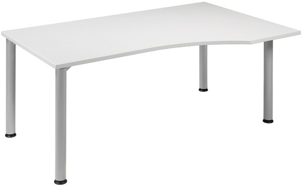 Schreibtisch rechts lichtgrau/weißalu 4-Fuß Flex, BxT: 1800x800/1000mm
