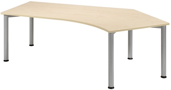 Schreibtisch 135° rechts Ahorn/ weißalu, 4-Fuß Flex