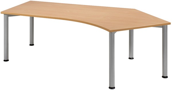 Schreibtisch 135° rechts, Buche/ weißalu, 4-Fuß Flex