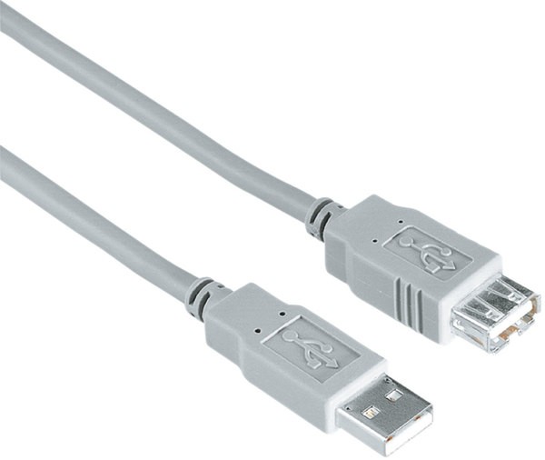 USB Verlängerungskabel A-Stecker- A-Kupplung grau zum Verlängern