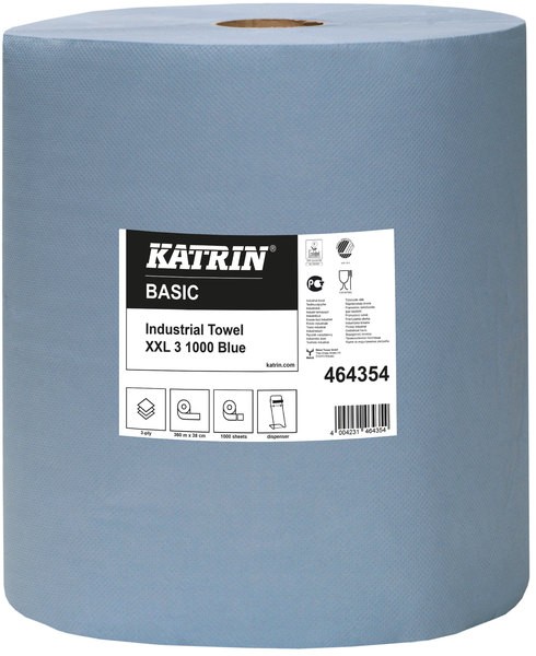 Putzrolle Katrin Basic XXL 3 blue 1000 Bl., 3 lg. 360m Blatt 38x36cm