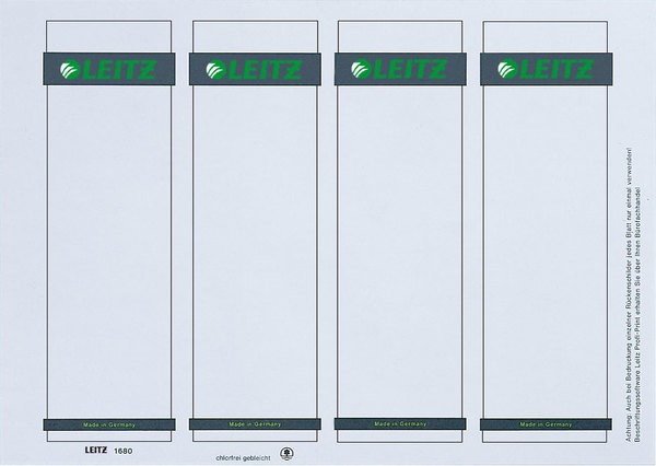 PC-beschriftbare Rückenschilder für Plastik Ordner kurz & breit