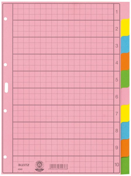 Register Blanko A4 5-farbig 5Bl 130g/qm Tauenpapier RC