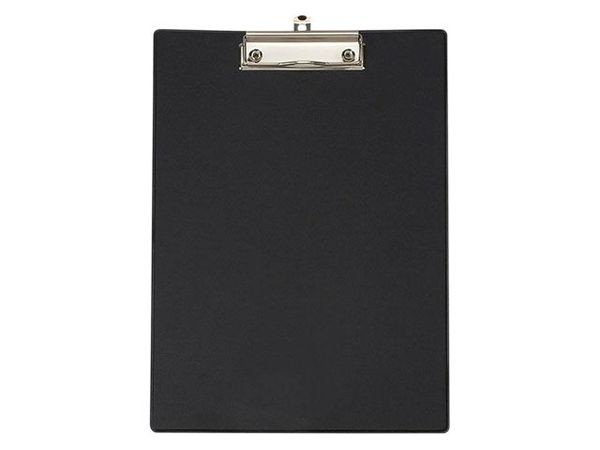 Schreibplatte A4 hoch schwarz mit Folienüberzug und Fach hinten