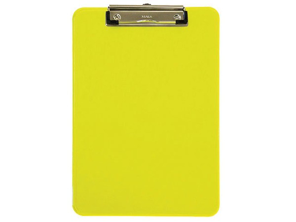 Schreibplatte A4hoch gelb mit Bügelklemme