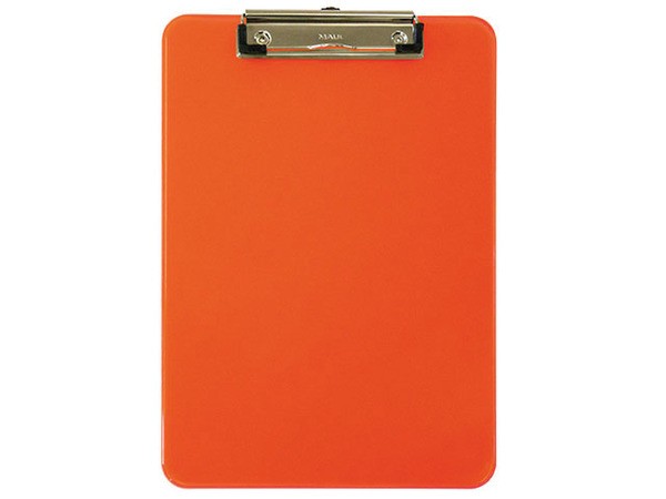Schreibplatte A4hoch orange mit Bügelklemme