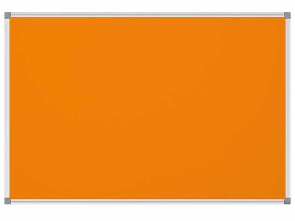 Pinnboard Standard 60/90 orange Textil Alurahmen, Ecken grau