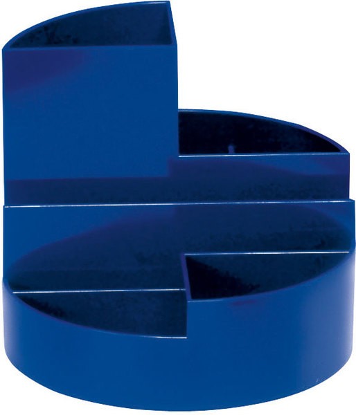 Rundbox blau 6 Fächer m. Brief- und Zettelfach Ø 14cm, Höhe 12,5cm