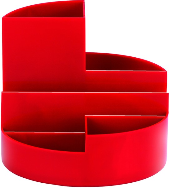 Rundbox rot 6 Fächer m. Brief- und Zettelfach Ø 14cm, Höhe 12,5cm