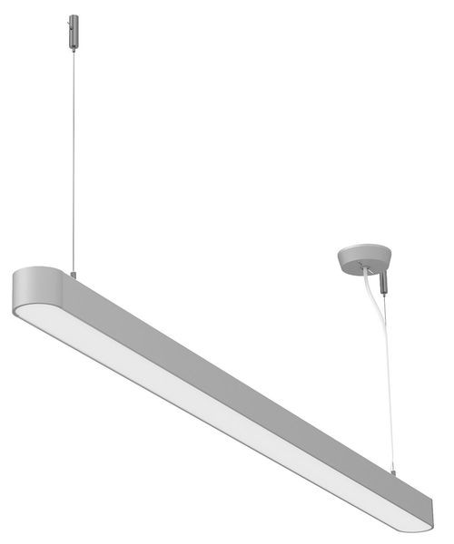 LED-Pendelleuchte MAULstraight,127,5cm silber, Stabiles Metallgehäuse aus