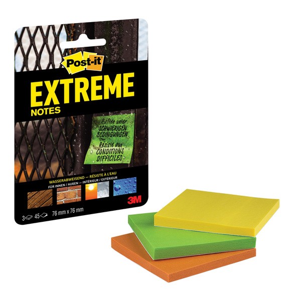 Post-it Extreme Notes 76 x 76 mm, wasserabweisend, strukturierte Oberfläche