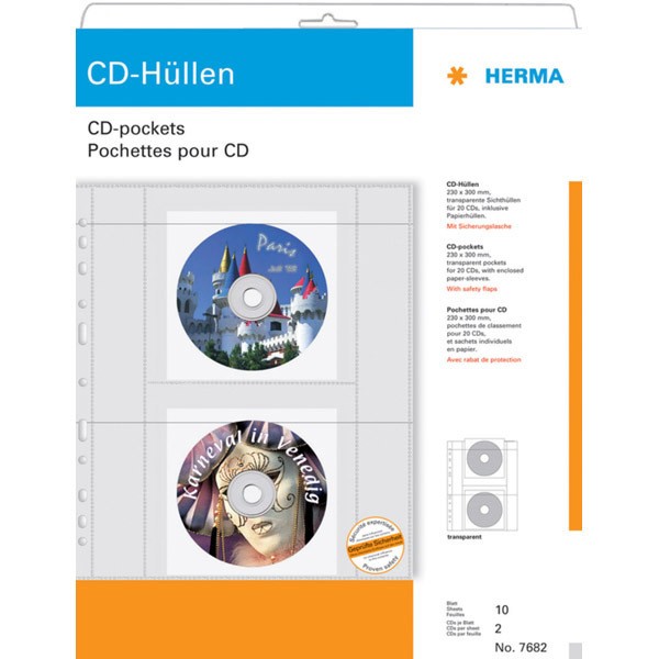 CD-DVD Hülle A4 PP-Folie transp. für 2CDs mit Papierhüllen 10Bl