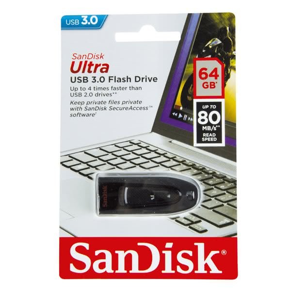 Speicherstick Ultra, USB 3.0, schwarz, Kapazität 64 GB