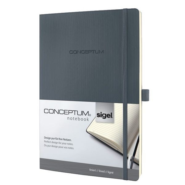 Notizbuch Conceptum, 80g, Softcover dark grey, liniert, Stiftschlaufe