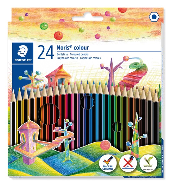 Farbstiftetui Noris colour hexagonal, 24er Papp-Etui, aus WOPEX Material,
