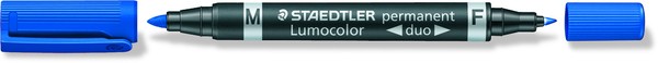 Lumocolor duo permanent Marker mit zwei Spitzen F & M blau