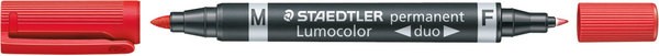 Lumocolor duo permanent Marker mit zwei Spitzen F & M rot