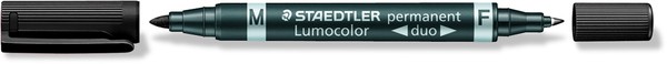 Lumocolor duo permanent Marker mit zwei Spitzen F & M schwarz