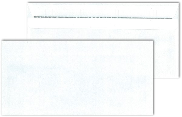 Briefumschlag DL ohne Fenster, SK,ws Blickdicht, Sicherheitsschlitz und