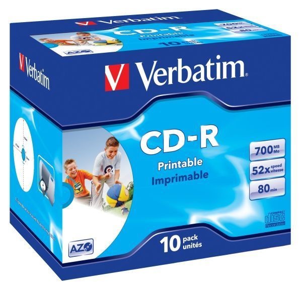 Rohling CD-R 80 Min. 700MB,52-fach Inkjet printable in Jewel Case