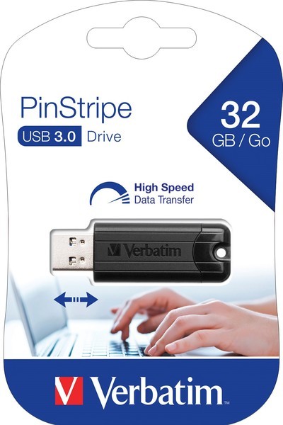 Speicherstick USB 3.0, 32 GB, PinStripe, mit Schiebefunktion